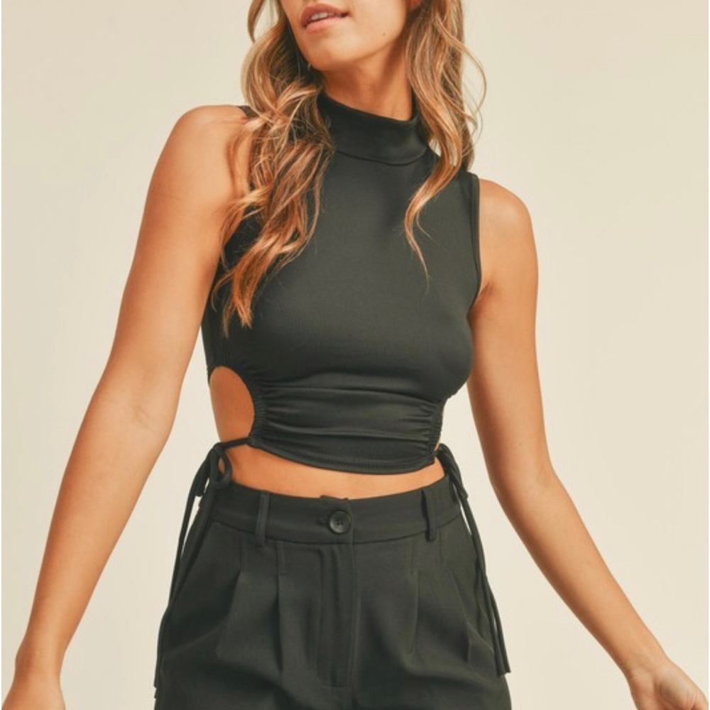 Black Mock Neck Top